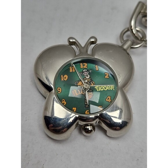 Disney Time Works Tigger Butterfly Clip On Keychain Watch Quartz New Battery - Picture 2 of 7